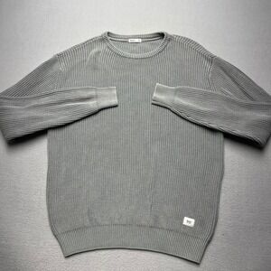 Katin Drifter Ribbed Knit Crew Neck Sweater Men Medium Grey Long Sleeve Pullover